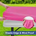 homing Rectangle Table Cloth Cover, Waterproof Polyester Elastic Fitted Tablecloth, Fits for 8 Foot Folding Tables, Washable Table Protector for Picnic, Camping, Outdoor (Rose Pink, 30" x 96")