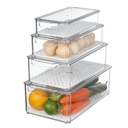 Naivees Plastic Fridge Organizer,Clear Storage Containers for Fridge Stackable Organizer Bins Square Food Storage Box Keep Fresh for Vegetable,Food,Fruits (4 PACK)