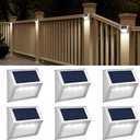 JSOT Outdoor Solar Lights - Solar Powered Deck Lights Waterproof Light for Fence Post Light Outside for Backyard Patio Stair Wall Lighting, 3LED Cool Light 6 Pack