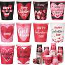 Vesici 100 Pcs Galentine's Day Cups Gifts Bulk 9 oz Galentines Paper Heart Cups Pink Red Happy Galentine's Day Party Favors for Women Ladies Friendship Gifts Valentine Party Decor Supplies
