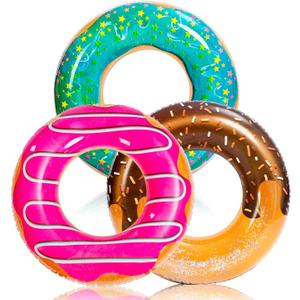 JOYIN Donut Pool Float with Glitters 32.5 (3 Pack), Funny Tube Toys for Swimming Pool Party and Donut Party Supplies