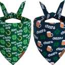 St. Patrick's Day Dog Bandana - 2 Pack Triangle Shamrock Dog Bandanas, Reversible Lucky Pet Scarf for Boys & Girls, Premium Durable Fabric, Holiday Bandana for Medium and Large Dogs (Large)