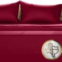 TEXAS LINEN CO. 100% Egyptian Cotton Queen Sheets Set - Luxury 1500 Thread Count Egyptian Cotton Sheets Queen Size Bed Set, 17" Deep Pocket, Soft, Cooling Sateen Hotel Quality Bedding Set - Burgundy