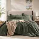 King Comforter Set - 7 Pieces Green Textured Bed in a Bag King Bedding Set