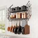 KES 30-Inch Pot Rack Wall Mounted, 8 Secure Lid Holders & 12 Sturdy Hooks