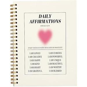 JWVK Daily Affirmations Preppy Pink Aura Heart Notebook,Trendy Positive Affirmations Inspirational Notebook Journal for Teen Girl Work Office School Student Teacher,Hardcover Spiral Notebook 5.5x8.3 and YUNISS Christmas Gifts 18 Colors Acrylic Paint