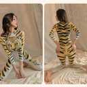 Women's sexy cosplay long sleeved zippered jumpsuit Japanese anime tight fitting underwear