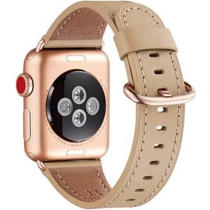 WFEAGL Compatible with Apple Watch Band 41mm 40mm 38mm 42mm(series 11 10) Women, Top Genuine Leather Band for iWatch SE 3 2 1 & Series 11 10 9 8 7 6 5 4 3 2 1 (Camel/Rose Gold)