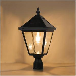 Solar Post Light Outdoor, ST4331Q-A Vintage Dusk to Dawn Bright Colored LED Waterproof 3-Inch Aluminum Solar Powered Lamp for Pole Pillar Yard Gates Pathway (Lamp)