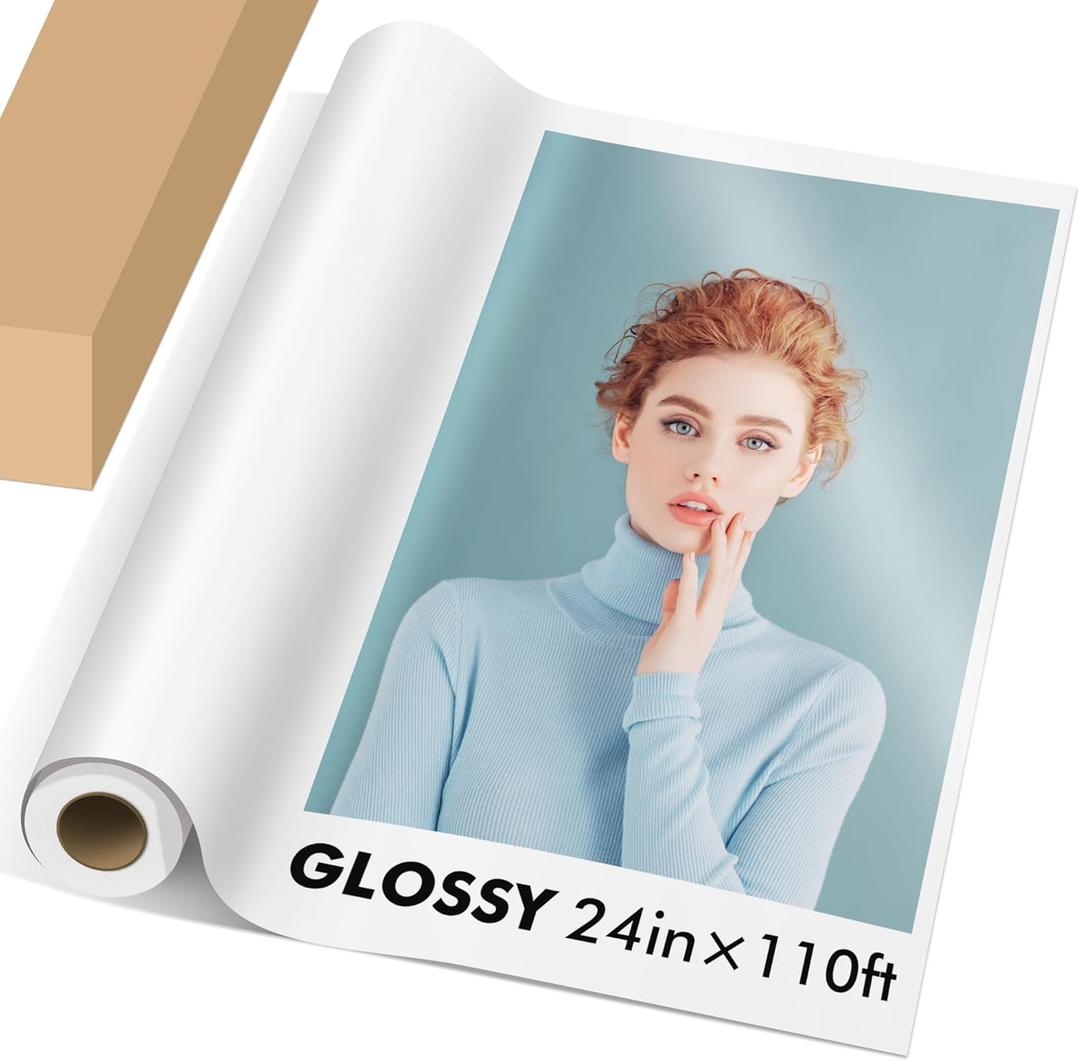 Koala Premium RC Glossy Photo Paper Roll, 24 inch x110ft Wide Format for Inkjet Printers, Waterproof, Quick Dry, High Resolution for Photography, Art Prints & Posters