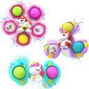 3PCS Suction Cup Spinner Toys for 1 Year Old Girls Boys, Baby Bath Toys,Spinners for Kids Sensory Toys for Toddlers 1-3,Toddler Girl Birthday Gifts