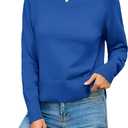 Totatuit Women Cute Cropped Sweater Mock Neck Long Sleeve Lightweight Knit Loose Pullover Sweaters 2025 Fall Trendy Outfits (Blue, M)