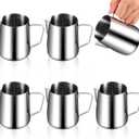 Dandat 6 Pcs Milk Frothing Pitcher Espresso Steaming Pitchers 12 Oz Stainless Steel Milk Steamer Cup Frother Jug for Espresso, Latte Art, Chai Cappuccino Hot Chocolate