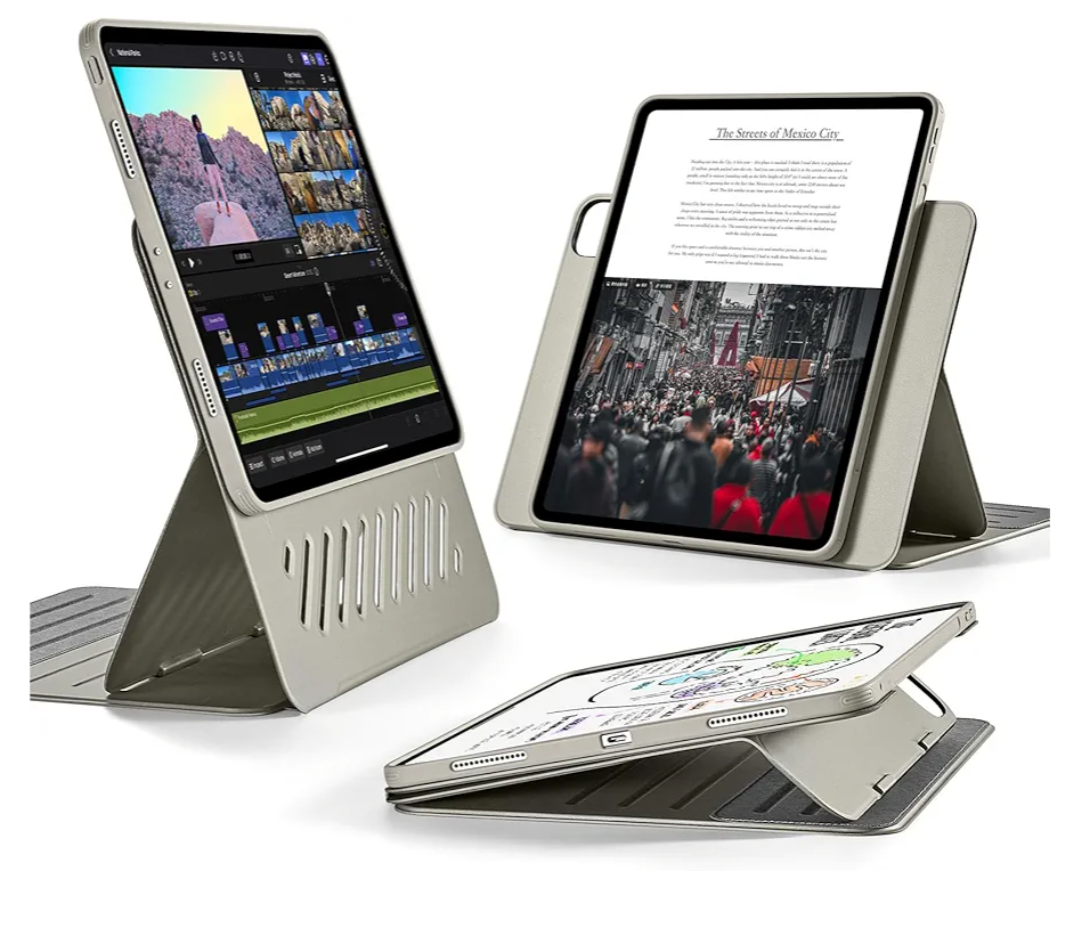 ESR for iPad Pro 12.9 Case (6th/5th Generation, 2022/2021), Removable Magnetic Cover, Adjustable Portrait/Landscape Stand with Raised Display View, 9 Standing Angles, Shift Series, Titanium