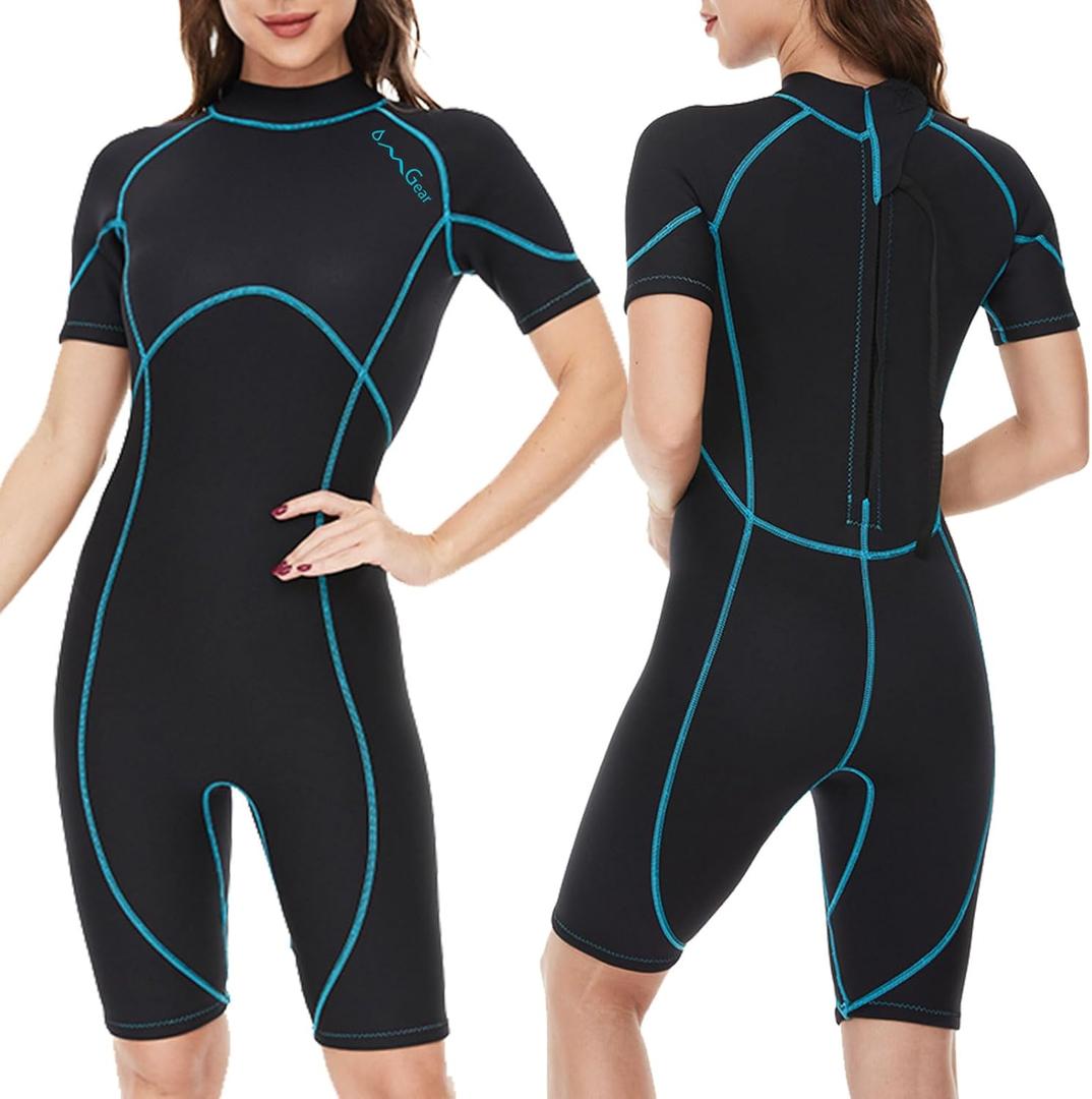 OMGear Wetsuit Women Men 2mm 3mm Neoprene Dive Wet Suit for Cold Water Short/Full Body Thermal Swimsuit for Adults Snorkel Suit for Snorkeling Scuba Diving Swimming Surfing Spearfishing (X-Small)