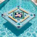 Large Pool Mahjong Table Floating Hot Tub Float Board for Mahjong Card Games Swimming Pool Dominoes Poker Adults Pools Game Tray for Summer Party Indoor Outdoor(Playful), 29.53 x 29.53 inches