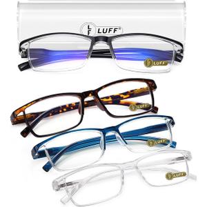 LUFF 4Pcs Anti-Blue-ray Reading Glasses Portable Ultra-Light Readers(2.75X)