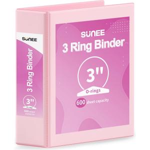 SUNEE 3 Ring Binder 3 Inch 1 Pack, Clear View Binder Three Ring PVC-Free (Fit 8.5x11 Inches) for School or Office Supplies, Pink