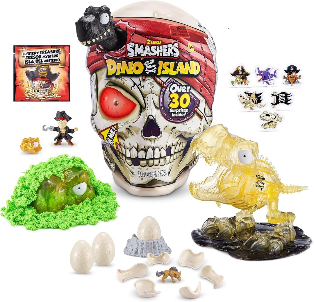 ZURU Smashers Dino Island Giant T-Rex Skull with 30+ Surprises and Mini Eggs, Dinosaur Discovery Toy, Age 5+