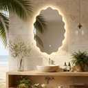 Oval LED Bathroom Mirror with Lights, Backlit Vanity Wall Mirror | Irregular Dimmable Backlit Mirror with 3 Color Lights, Anti-Fog, Stylish Oval LED Mirror for Bathroom Decor(22"x 30", 1 Pack)