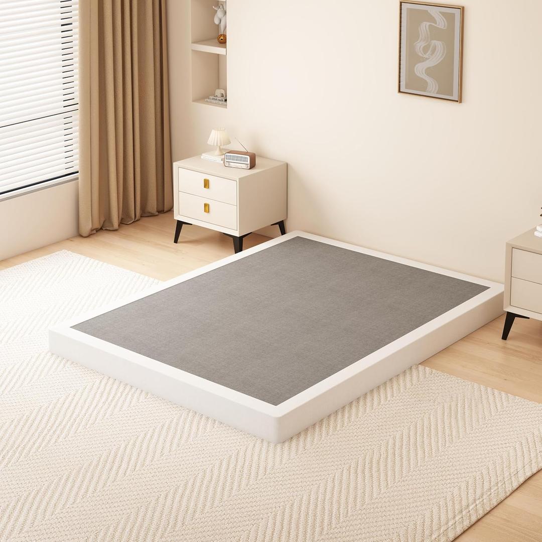5 Inch Queen Bed Box Spring, 3000lbs Heavy Duty Box Spring Queen Size Bed Base Metal Mattress Foundation, Easy Assembly, Noise Free