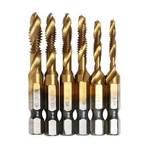 AUTOTOOLHOME 6 Pack Titanium Combination Drill Tap Bit Set Screw Tapping SAE 6-32NC 8-32NC 10-24NC 10-32NC 12-24NC 1/ 4-20NC