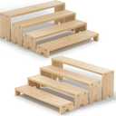 14 Inch Large Wooden Tiered Riser Display Stands, 2 Set Stackable Wooden Cupcake Stand Dessert Table Display Set,Tiered Shelf Organizer,Display Stands Shelf,Vendor Booth Display Items for Vendor EventsNatural Wood Color