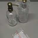 Vine Creations Clear Glass Soap Dispenser, 2 Pack Kitchen Soap Dispenser Set with Stainless Steel Pump, 16 oz Dish Soap and Hand Soap Dispensers for Bathroom with Waterproof Labels (Clear Bottle / Brushed Brass Pump)