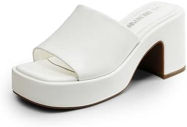 DREAM PAIRS High Chunky Platform Heels for Women Fashion Comfort Slip on Square Open Toe Block Heel Sandals 7.5