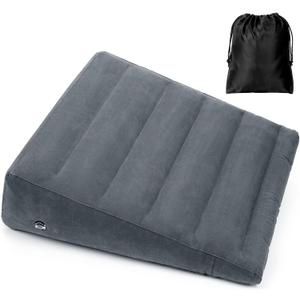 Inflatable Wedge Pillow, Portable Travel Wedge Pillow, Fast Inflation & Deflation Inflatable Wedge Pillows for Travel, Blow Up Sleeping Back Knee Bed (24*24*8", Dark Grey)