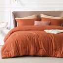 Bedsure Queen Comforter Set - Burnt Orange Soft Bedding for All Seasons, Cationic Dyed Bed Set, 3 Pieces, 1 Queen Size Comforter (90"x90") and 2 Pillow Shams (20"x26"+2") (25 - Burnt Orange)