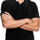 Red Noir SS Parker Velour Stripe Polo (Black, Small)