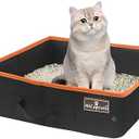 HiCaptain Portable Cat Travel Litter Box, Foldable Litter Box for Travel in Car, Collapsible Toliet Tray Carrier for Small and Medium Cats - Black