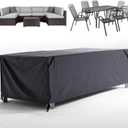 Multi-purpose Rectangular Patio Furniture Cover - 600D Tough Canvas Heavy-Duty Waterproof Outdoor Dining Table and Chairs Furniture Covers, Universal (DarkGrey, 86.6''x57.5''x27.6''-No zipper)
