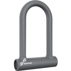 Sportneer Bike Lock - 17mm Shackle Heavy Duty Anti Theft Bike U Lock with 2 Keys - Bicycle U-Locks with Sturdy Mounting Bracket for Road, Mountain, Electric & Folding Bike, Size 7.76''x5.02'' (Gray)