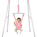 Baby Jumper with Stand, Baby Jumpers and Bouncers for Indoor & Outdoor Play, Swing Set with Stand for 6-24 Months Infant & Toddler Leaning to Walk, Easy to Assemble & Store (Pink)