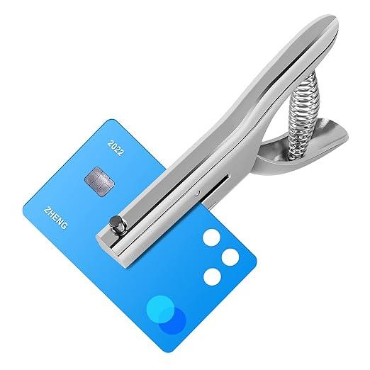 1/4 inch Hole Punch, Single Hole Punch for ID Cards Heavy Duty Hole Punch, Paper Punch Portable Hand Held Long Hole Punch Small Hole Puncher for Paper Cards Plastic Cardboard(1/4"-6mm Hole)