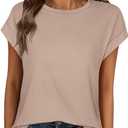 ANRABESS Womens Tops Summer Cap Sleeve Basic Tee Shirts 2026 Trendy Loose Fit Casual Dressy Business Work Tshirts Clothes (S)