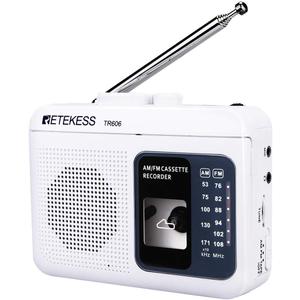 Retekess TR606 Cassette Tape Player, Cassette Player Recorder, Built-in Speaker, AUX/Microphone Jack, Support AUX Line in Record, AM FM Radio, Powered by DC or AA Battery (White)