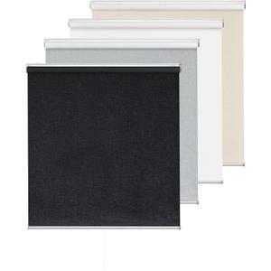 ChrisDowa Cordless Blackout Roller Shade with Spring System Room Darkening UV Protection Jacquard Fabric Blackout Blinds for Indoor Window Shades Pull Down for Home and Office, Black, 46" W x 72" H