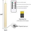 GenSwin Flameless Flickering Taper Candles with 2 Remote Controls and Timer, Real Wax 3D Wick Light Window Candles Battery Operated Pack of 8, Christmas Home Wedding Decor (Ivory, 0.78 X 9.64 Inch)