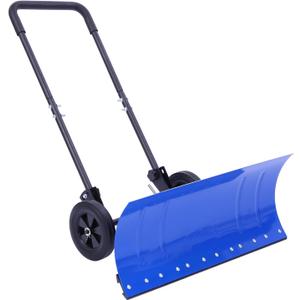 Ohuhu Snow Shovel for Driveway: 2026 Upgraded Heavy Duty Adjustable Angle Wheeled Metal Snow Shovels with 30"x12" Large Blade for Snow Removal, Snow Pusher with Wheels Efficient Remove Tool