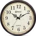 Geevon Vintage Wall Clock, Silent 16" Non Ticking Retro Round Clock Quartz Decorative Battery Operated Wall Clock for Kitchen,Office,Classroom,Bedroom,Living Room Decor