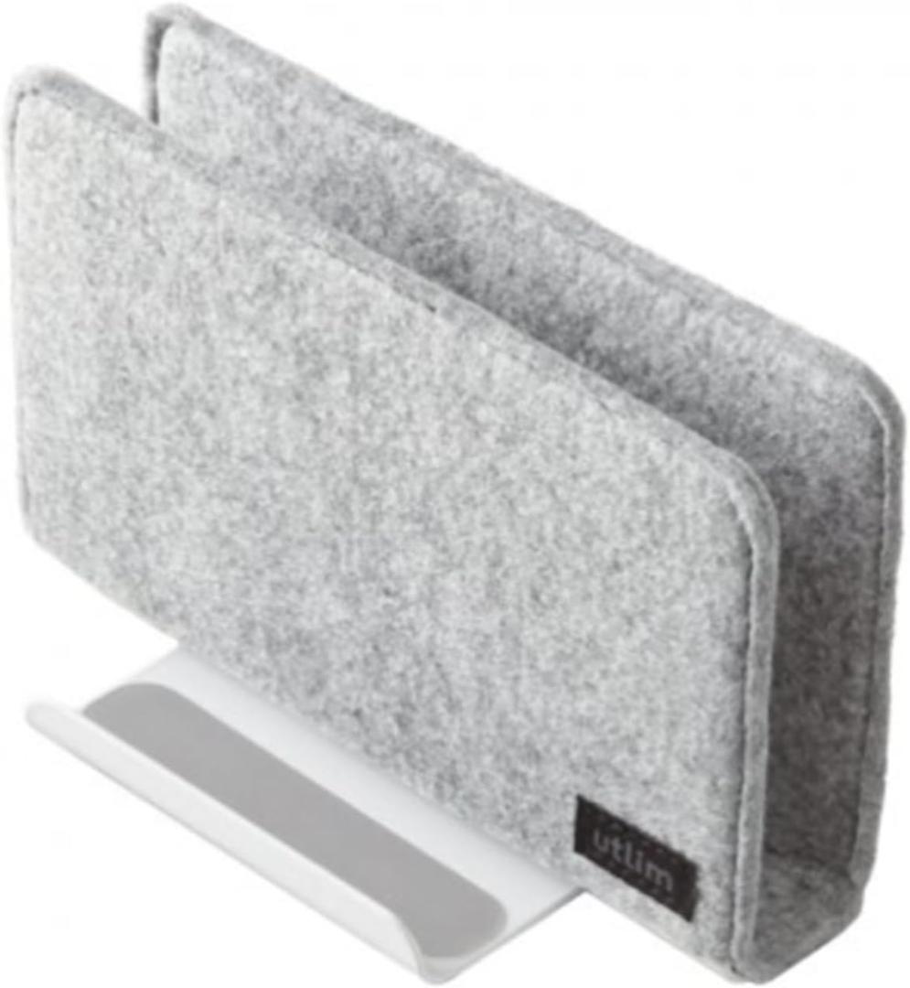 Sonic Utlim Vertical Laptop Stand for Desk, Dock Holder with Felt Cover, Desk Organizer, Storage and Stand for All MacBooks, Windows Laptops, Tablets, and Smartphones, UT-5352-W