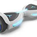 All Terrain Hover Board with Flash LED Lights and Wireless Speakers, Electric Hoverboard Supports Up to 165 lbs, Self Balancing Scooter Gift for Kids (White)