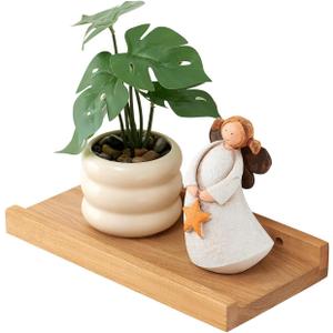 Oak Floating Shelves for Wall 12 Inch (Width 4"), Natural Wood Wall Shelves Display Picture Ledge Shelf for Living Room Bedroom Bathroom Kitchen Office Decor and Storage