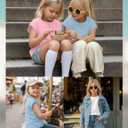 3 Pack Girl's Short Sleeve Shirts Kids Cap Sleeve Crewneck Tops Casual Summer Loose Fit Tees for Teens