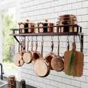 KES 30-Inch Wall Pot Rack, Oil Bronze, 88lb Capacity, 12 Hooks, Farmhouse
Carbon Steel Construction, Reinforced Grid Shelf, Stud Mounting, 12 S-Hooks, Rust-Resistant, Indoor Kitchen Organizer
