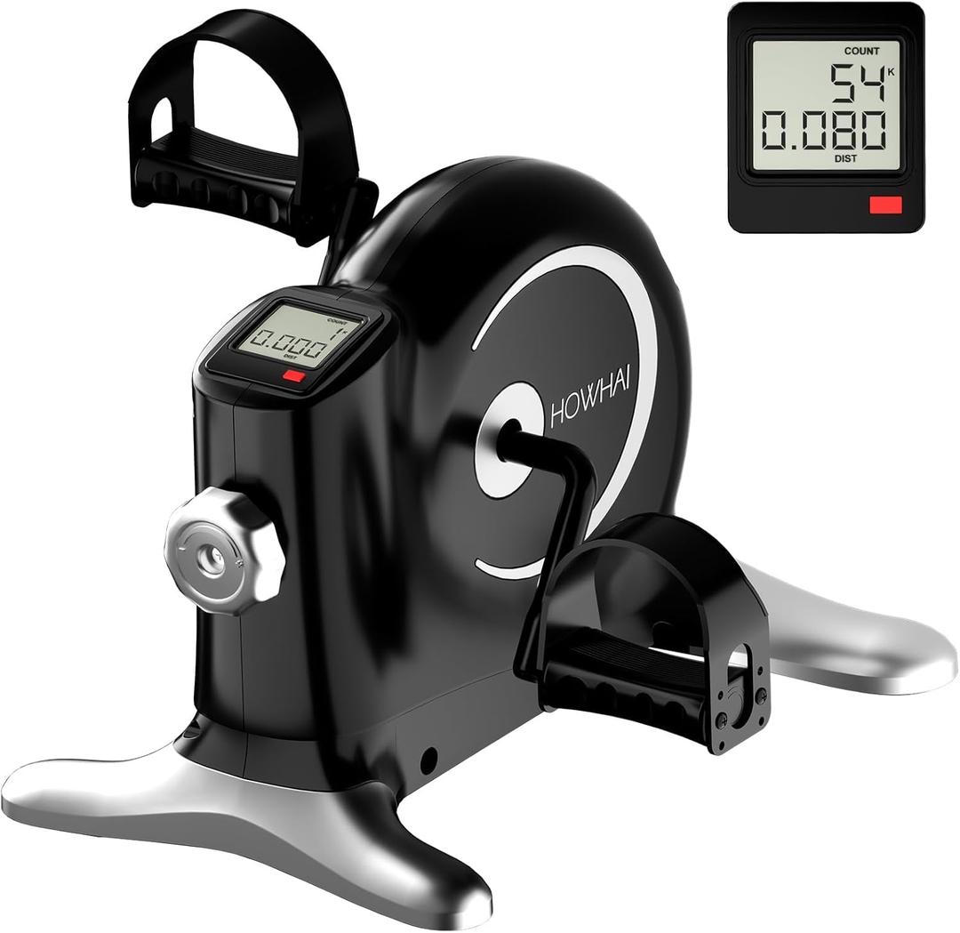 Under Desk Bike Pedal Exerciser, Mini Exercise Bike for Arm/Leg Exercise, Portable Peddler with LCD Display