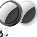 Air Tracker Tags-2 Pack Compatible with Apple Find My (iOS Only) Bluetooth Tracker, Smart Keys Finder and Item Locator with Waterproof Case for Wallet Luggage Backpack (Android Need Download App) (1B1W)